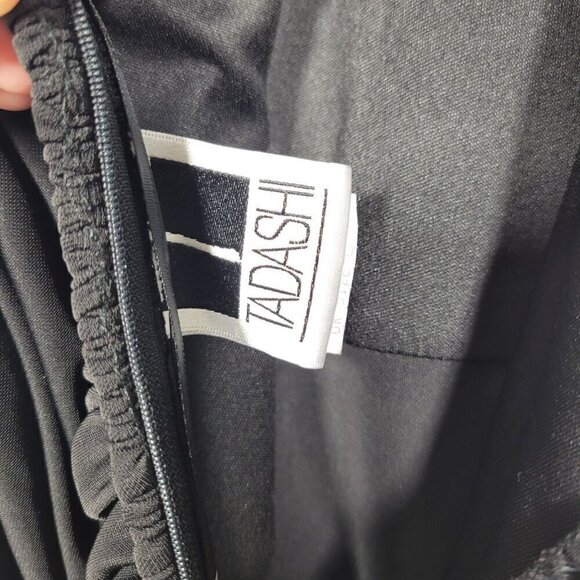 Vintage 90s Tadashi Black Halter Jersey Knit Pleated Cocktail Dress Size M - Picture 9 of 10